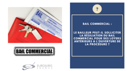 Bail commercial, procédure collective et antériorité des loyers Bail commercial, procédure collective et antériorité des loyers